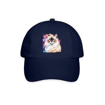 Birmakatze Wasserfarben - Baseballkappe - Blau/Blau - Vorne