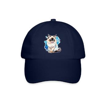 Birmakatze Wasserfarben - Baseballkappe - Blau/Blau - Vorne