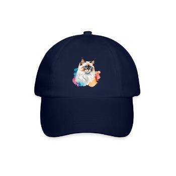 Birmakatze Wasserfarben - Baseballkappe - Blau/Blau - Vorne