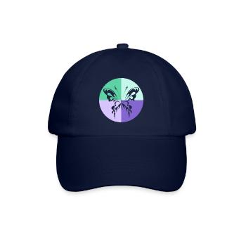 Schmetterling Quartett Grün Lila - Baseballkappe - Blau/Blau - Vorne