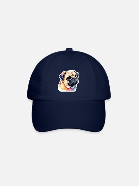 Mops Wasserfarben - Baseballkappe - Blau/Blau