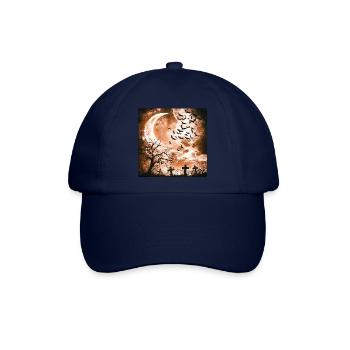 Mondnacht mit Fledermäusen und Gräbern - Baseballkappe - Blau/Blau - Vorne