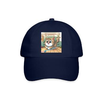 Verspielte Katze im Heim - Baseballkappe - Blau/Blau - Vorne