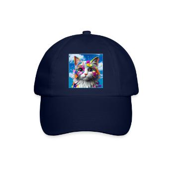 Farbenfrohe Katze - Baseballkappe - Blau/Blau - Vorne