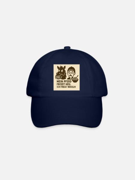 Pferd frisst Heu Nudeln - Baseballkappe - Blau/Blau