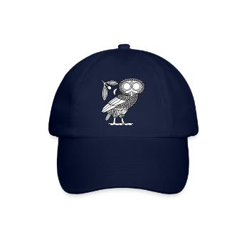 Eule der Athene [Weiß + Kranz & Halbmond] - Baseballkappe - Blau/Blau - Vorne