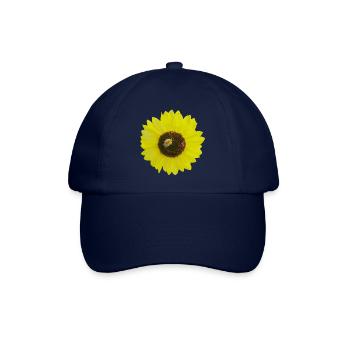 Sonnenblume mit Biene, Fotografie, Frühling Sommer - Baseballkappe - Blau/Blau - Vorne