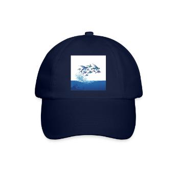 fliegende Fische Sprung über Wellen Meer Wasser - Baseballkappe - Blau/Blau - Vorne