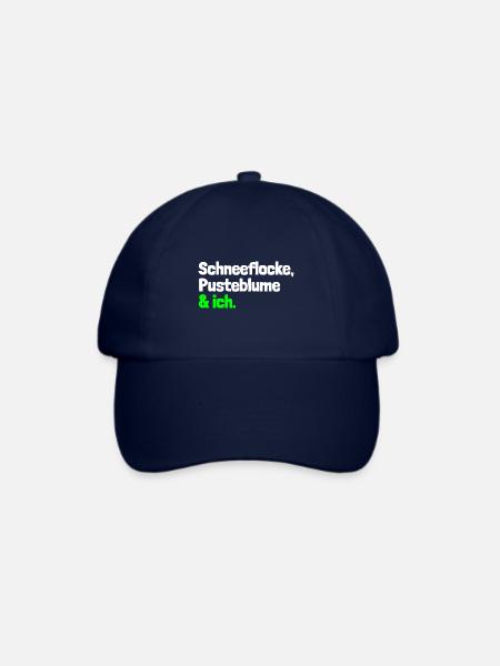 Spruch "Schneeflocke, Pusteblume & ich." - wob - Baseballkappe - Blau/Blau