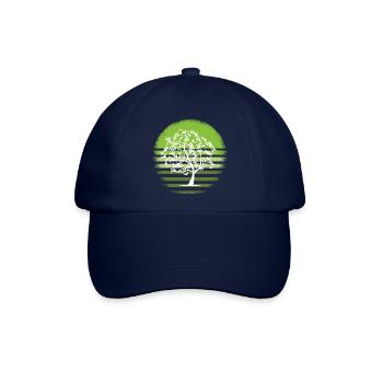 Natur weißer Baum Retro Laubbaum Sonnenuntergang D - Baseballkappe - Blau/Blau - Vorne