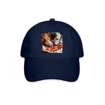 zwei Hunde essen Salami Pizza - Baseballkappe - Blau/Blau - Vorne