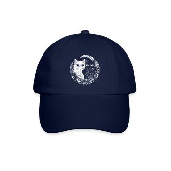 Yin und Yang Katzen, weiß und schwarz mit Mustern - Baseballkappe - Blau/Blau - Vorne
