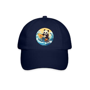 Surfender Panda beim Sonnenuntergang - Baseballkappe - Blau/Blau - Vorne