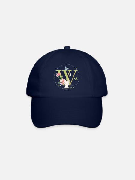 Anfangsbuchstabe W mit Katze - Baseballkappe - Blau/Blau