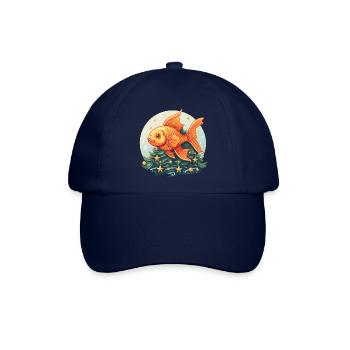 Weihnachtsbaum mit Goldfischen - Baseballkappe - Blau/Blau - Vorne