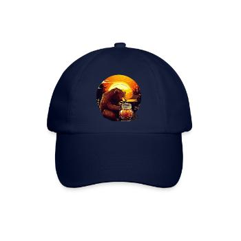 Bär isst Honig im Sonnenuntergang - Baseballkappe - Blau/Blau - Vorne