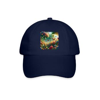 Lebendiges Gemälde Schmetterlinge Flora Fauna - Baseballkappe - Blau/Blau - Vorne