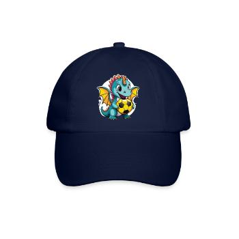 01 Baby Drache mit Fußball lustig Kinderbild - Baseballkappe - Blau/Blau - Vorne