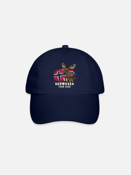 Norwegen Tour 2025 – Flagge & lustiger Elch - Baseballkappe - Blau/Blau