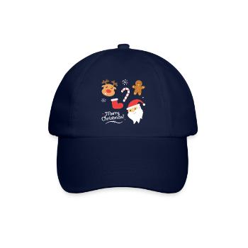 Nette frohe Weihnachten, Weihnachtsmann, Rentier, Lebkuchen - Baseballkappe - Blau/Blau - Vorne