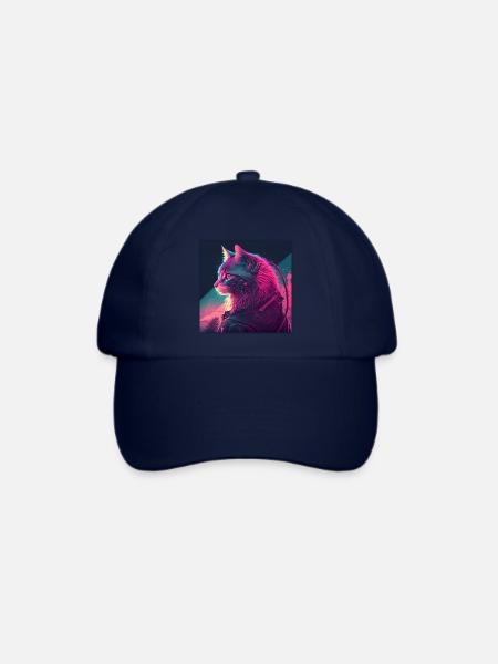 Cat Vaporwave Aesthetic Retro - Baseballkappe - Blau/Blau
