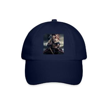 Wikinger mit einem Krug Met auf seinem Schiff - Baseballkappe - Blau/Blau - Vorne
