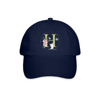 Anfangsbuchstabe A mit Katze - Baseballkappe - Blau/Blau - Vorne
