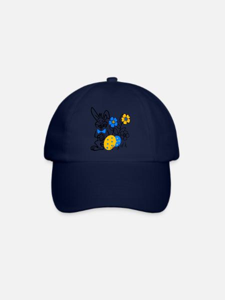 Hase mit Ostereier und Blumen - Baseballkappe - Blau/Blau