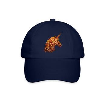 Herbstliches Einhorn zwischen bunten Blättern - Baseballkappe - Blau/Blau - Vorne
