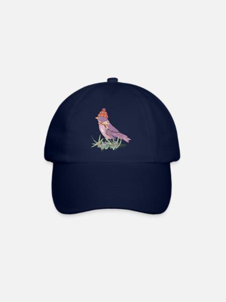 Vogel mit Bommelmütze und Schal in Winter Stimmung - Baseballkappe - Blau/Blau