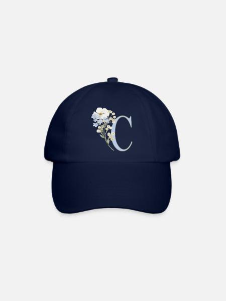 Buchstabe C mit floralem Motiv - Baseballkappe - Blau/Blau