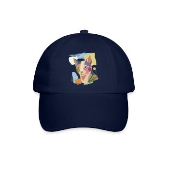 Abstrakte Katze im modernen Farbblock-Design - Baseballkappe - Blau/Blau - Vorne