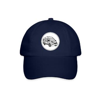 Camping-Kastenwagen / Van in rundem weißen Logo - Baseballkappe - Blau/Blau - Vorne