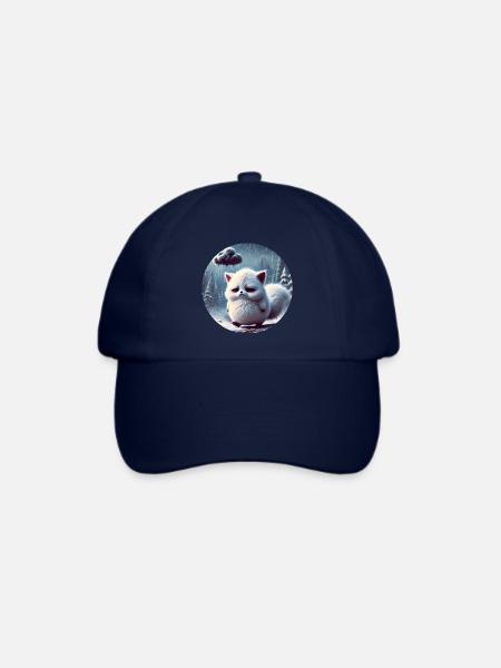 Trauriger Polarfuchs im eisigen Regen - Baseballkappe - Blau/Blau