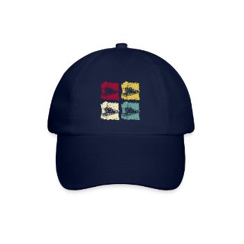Eisenbahn Dampflok Lokomotive Pop Art Retro - Baseballkappe - Blau/Blau - Vorne