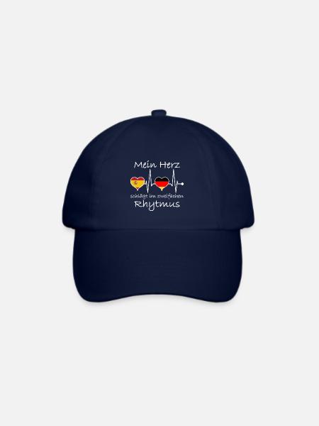 Spanien Deutschland Flagge Herzschlag - Baseballkappe - Blau/Blau