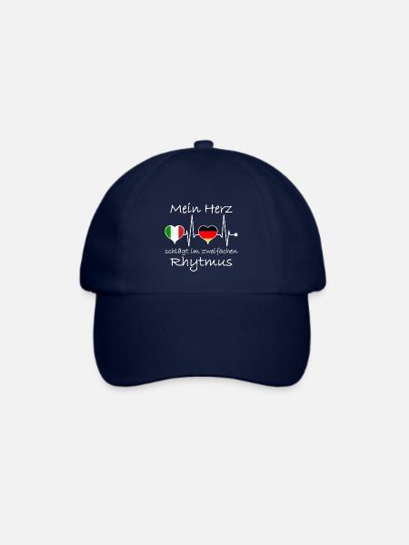 Italien Deutschland Flagge Herzschlag - Baseballkappe - Blau/Blau