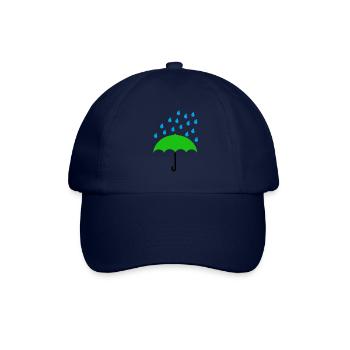 Regenschirm grün mit Regentropfen - Baseballkappe - Blau/Blau - Vorne