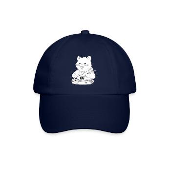 Katze mit viel Appetit, für "all you can eat"-Fans - Baseballkappe - Blau/Blau - Vorne