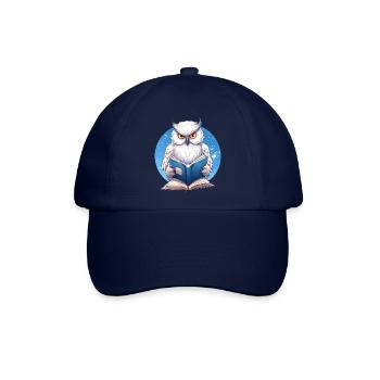 Weise Eule mit Buch - Lesendes Design - Baseballkappe - Blau/Blau - Vorne