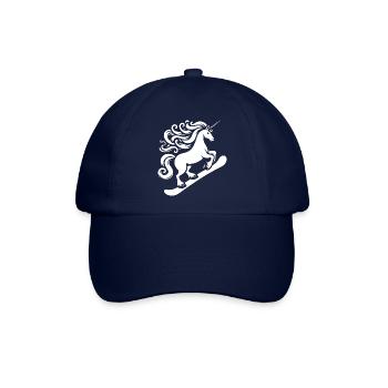 Minimalistisches Design: Einhorn Snowboarder - Baseballkappe - Blau/Blau - Vorne