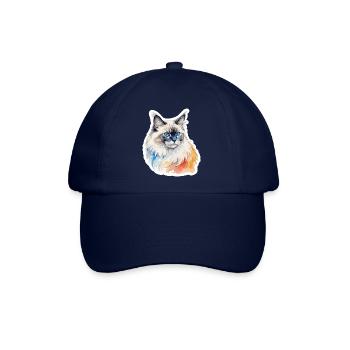 Birmakatze Wasserfarben - Baseballkappe - Blau/Blau - Vorne