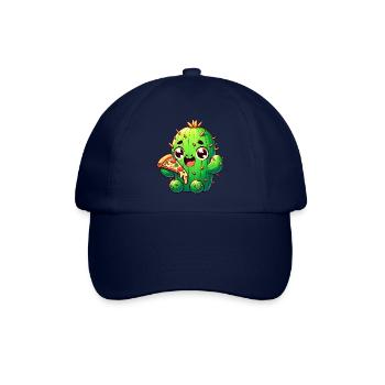 Süßer Kawaii Kaktus mit Pizza - Baseballkappe - Blau/Blau - Vorne