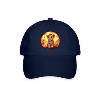 Löwenbaby im Herbstlaub - Romantisches Sunset-Desi - Baseballkappe - Blau/Blau - Vorne
