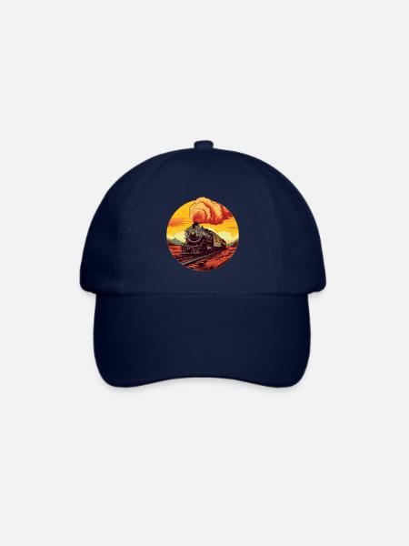 Vintage Dampflok bei Sunset: Zeitreise auf - Baseballkappe - Blau/Blau