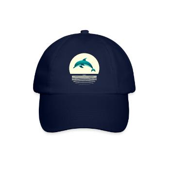 Delfin im Sprung - Baseballkappe - Blau/Blau - Vorne