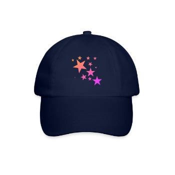 Pink Orange Bunte Sterne Sternenteppich Muster - Baseballkappe - Blau/Blau - Vorne