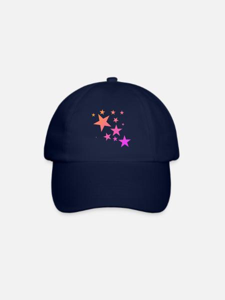 Pink Orange Bunte Sterne Sternenteppich Muster - Baseballkappe - Blau/Blau