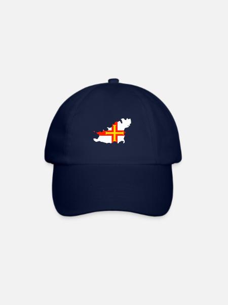 Karte und Flagge von Guernsey - Baseballkappe - Blau/Blau
