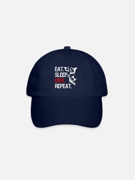 Eat Sleep Dive Repeat - Manta Schwarm - Baseballkappe - Blau/Blau